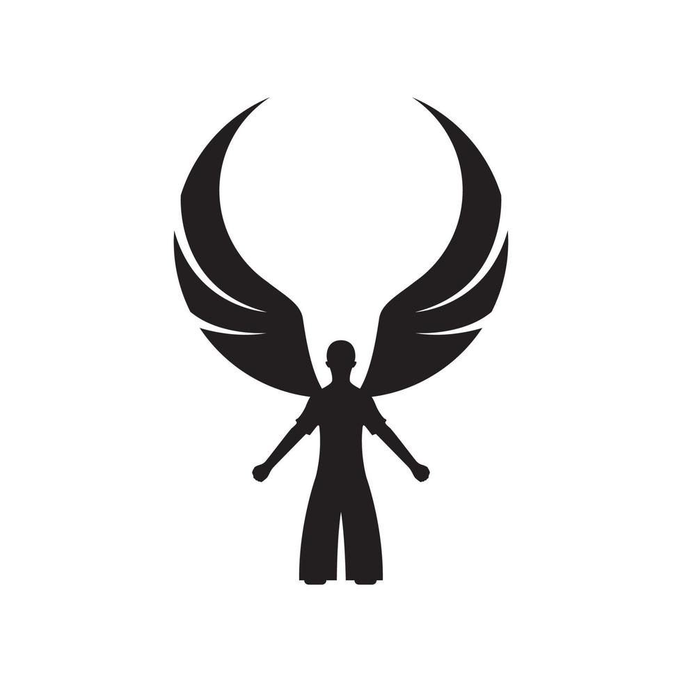 Silhouette junger Mann mit Flügeln Engel Logo Design, Vektorgrafik Symbol Symbol Illustration kreative Idee vektor