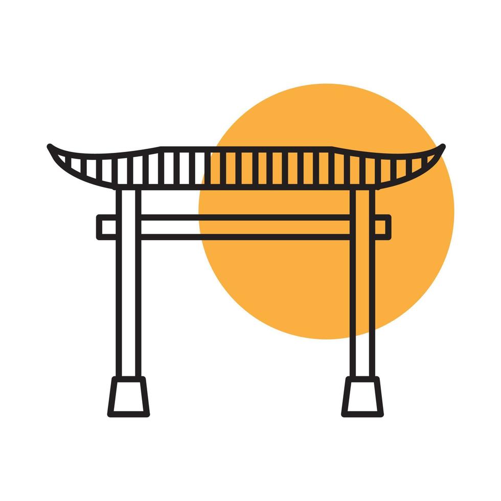 traditionell kultur japan torii gate linjer logotyp design vektor ikon symbol grafisk illustration