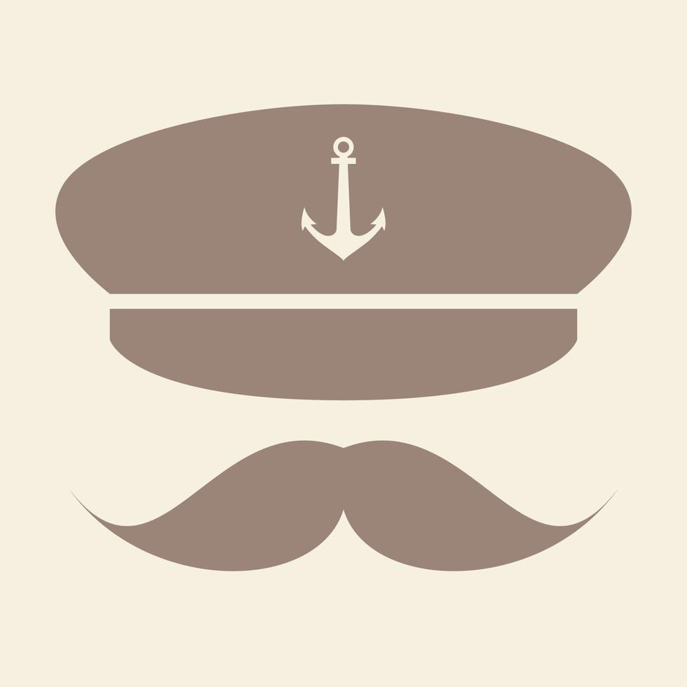 gammal man mustasch skeppare kapten logotyp design vektor ikon symbol grafisk illustration