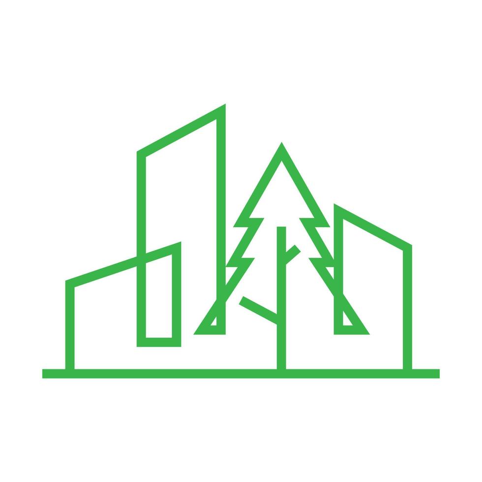linjer tallar med byggnad staden logotyp symbol vektor ikon illustration grafisk design