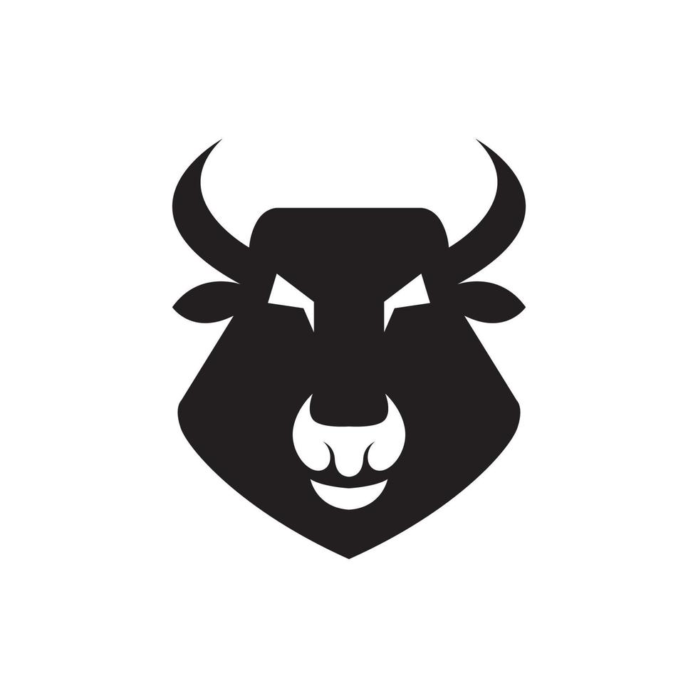 Fat Head Black Buffalo Logo Design, Vektorgrafik Symbol Symbol Illustration kreative Idee vektor