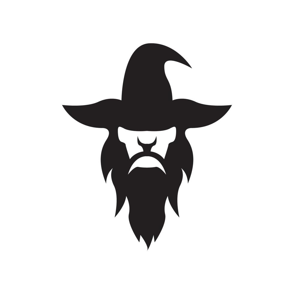 alter mann hexe langer bart logo design, vektorgrafik symbol symbol illustration kreative idee vektor
