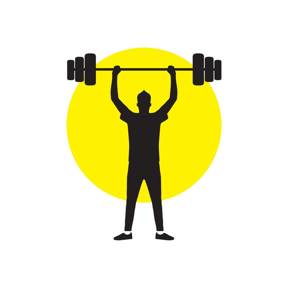 Silhouette junger Mann Training heben das Fitnessstudio Logo Design, Vektorgrafik Symbol Symbol Illustration kreative Idee vektor