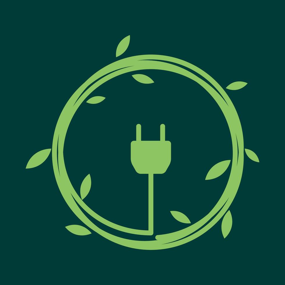 Naturblatt mit Elektrokabel-Logo-Design-Vektor-Symbol-Symbol-Grafik-Illustration vektor
