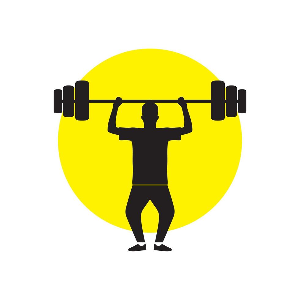 Silhouette junger Mann Training Fitnessstudio Gewichtheben Logo-Design, Vektorgrafik Symbol Symbol Illustration kreative Idee vektor