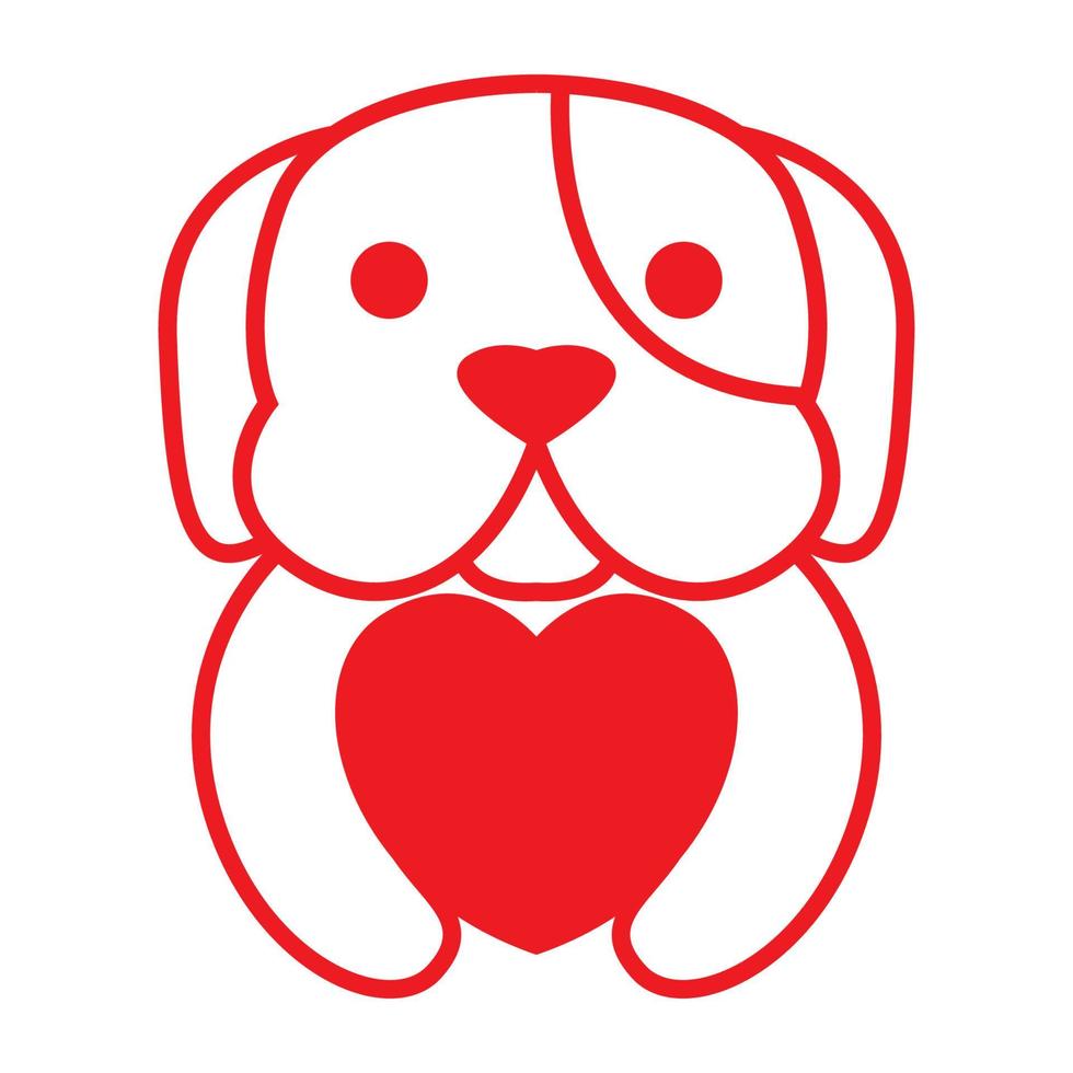 söt hund kram kärlek logotyp symbol vektor ikon illustration grafisk design