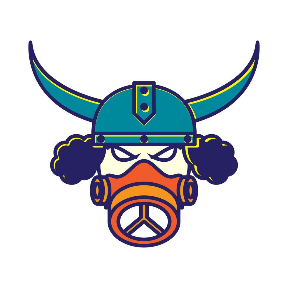 abstrakt viking med rökmask logotyp symbol vektor ikon illustration grafisk design