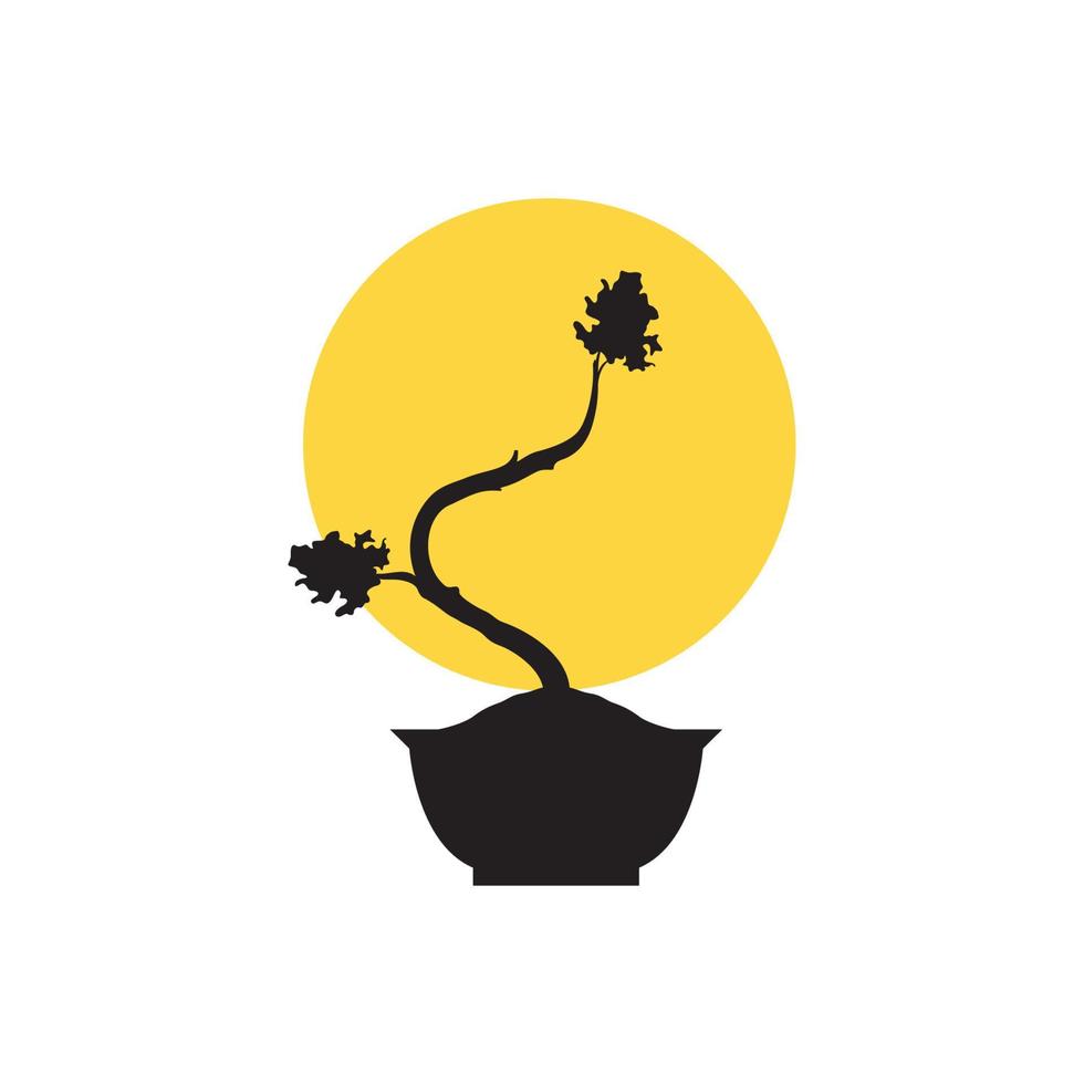 Silhouette Baum Bonsai mit Topf Logo Design Vektorgrafik Symbol Symbol Illustration kreative Idee vektor