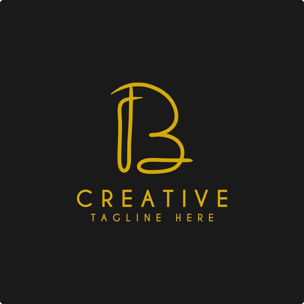 Initialen b Logo-Design für einen Schönheitssalon oder eine Boutique mit Gold auf schwarzem Hintergrund vektor