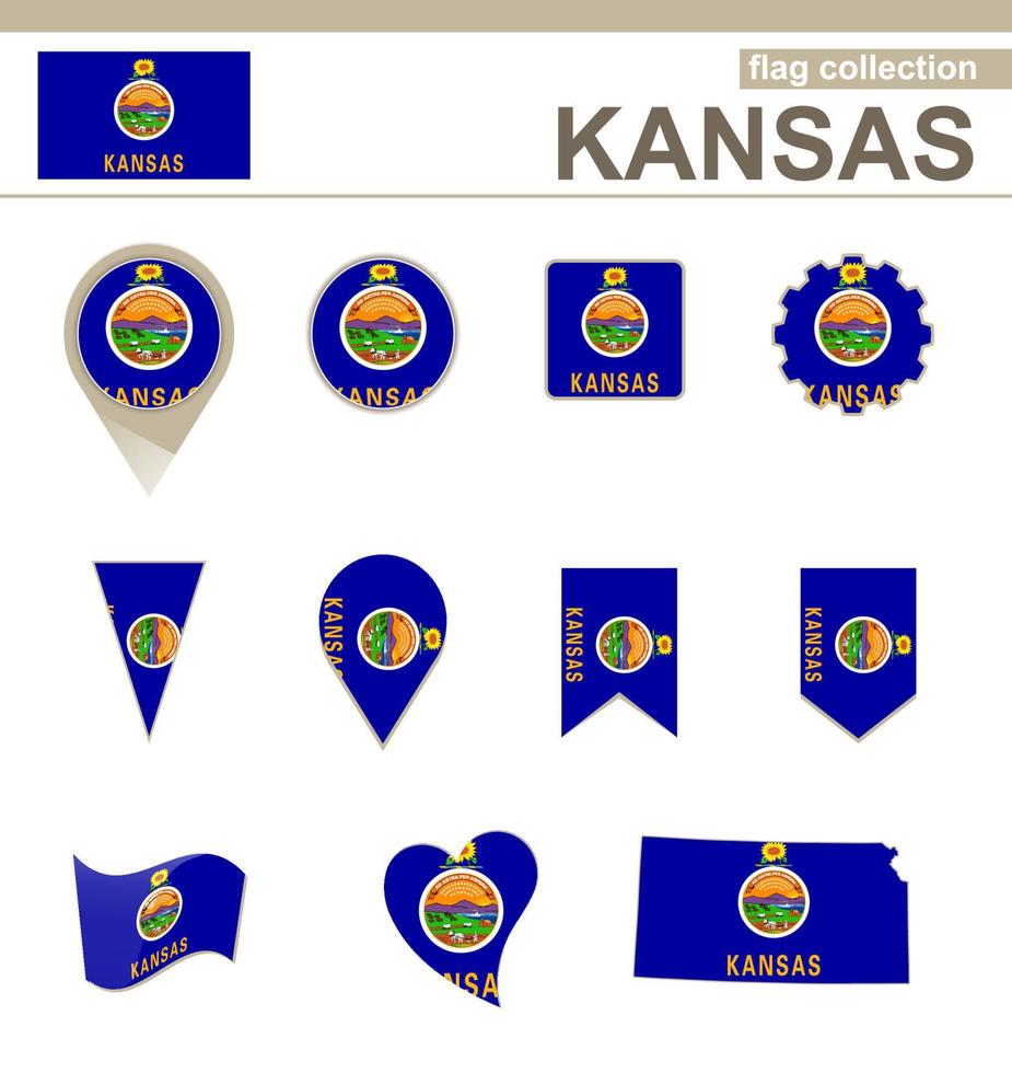 Sammlung von Kansas-Flaggen vektor