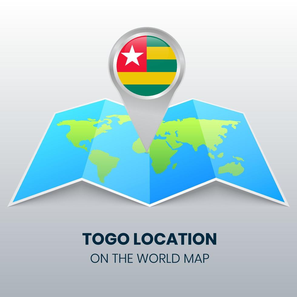 Standortsymbol von Togo auf der Weltkarte vektor