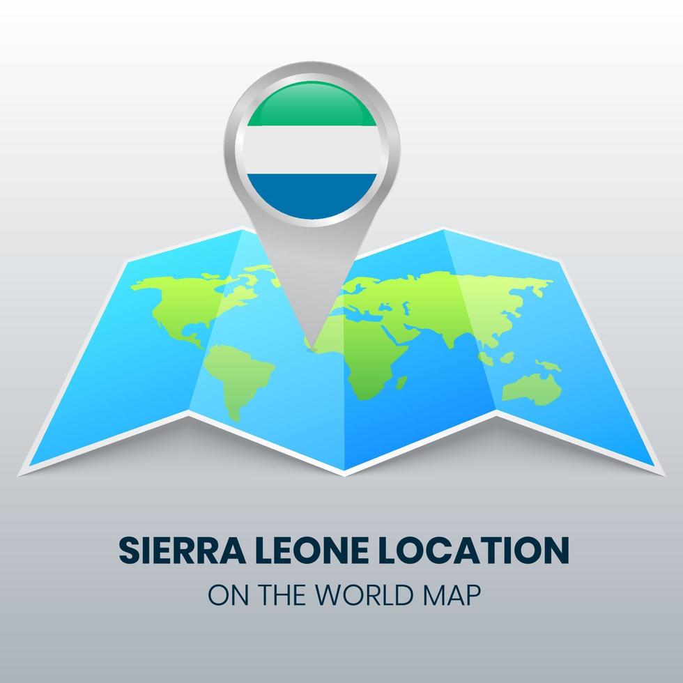Standortsymbol von Sierra Leone auf der Weltkarte vektor