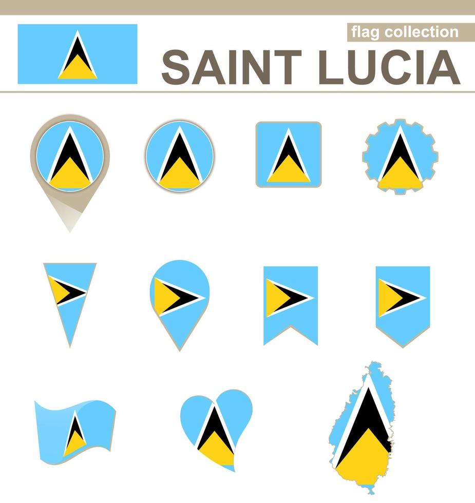 St. Lucia Flaggensammlung vektor