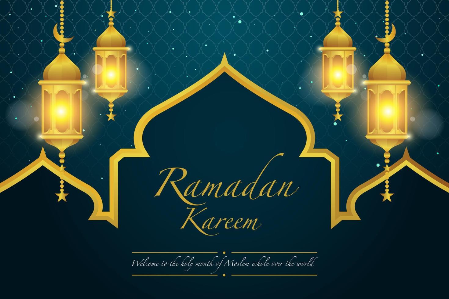 Ramadan-Hintergrunddesign mit goldener Laterne. Konzept des heiligen Monats. vektor