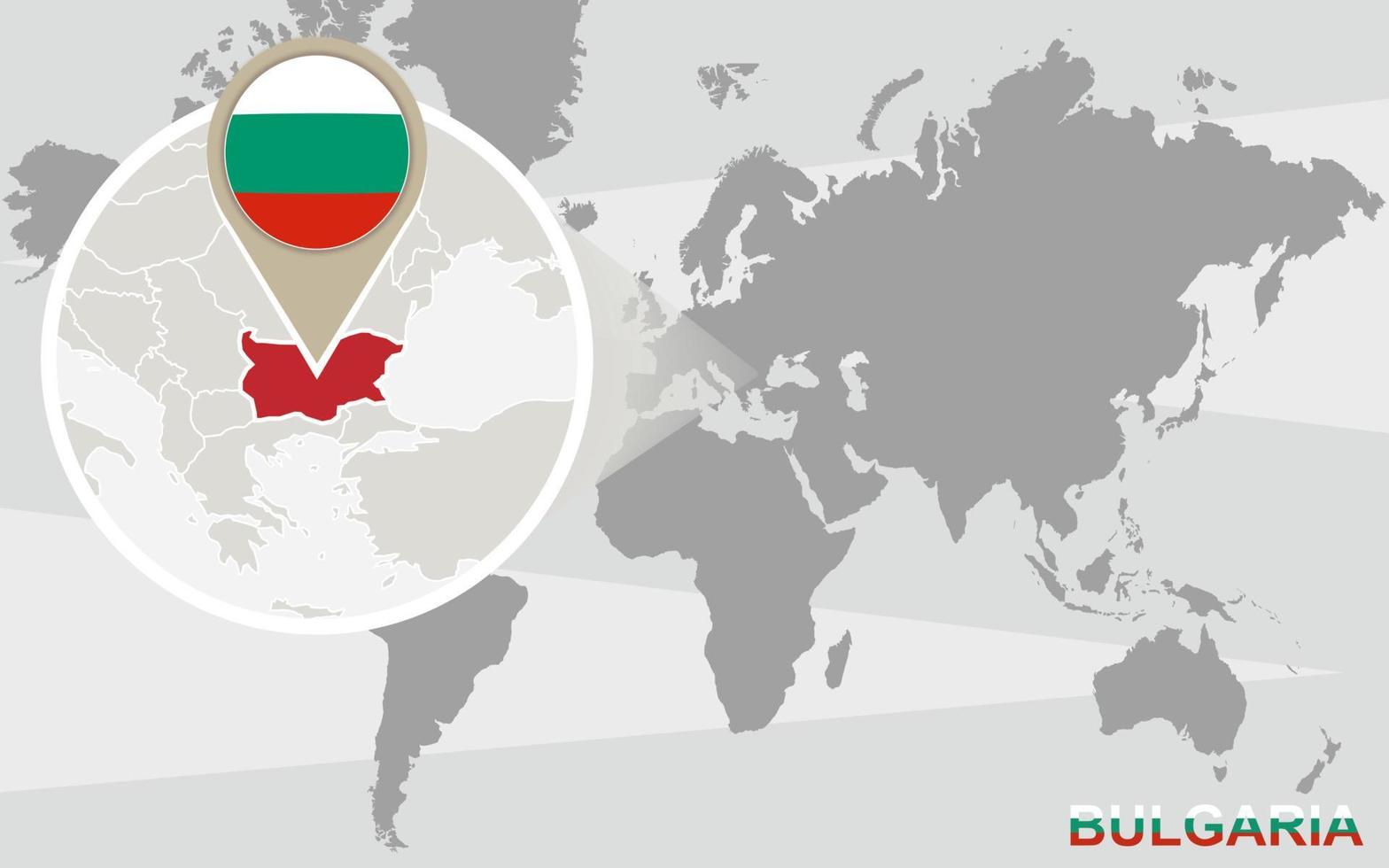 Weltkarte mit vergrößertem Bulgarien vektor