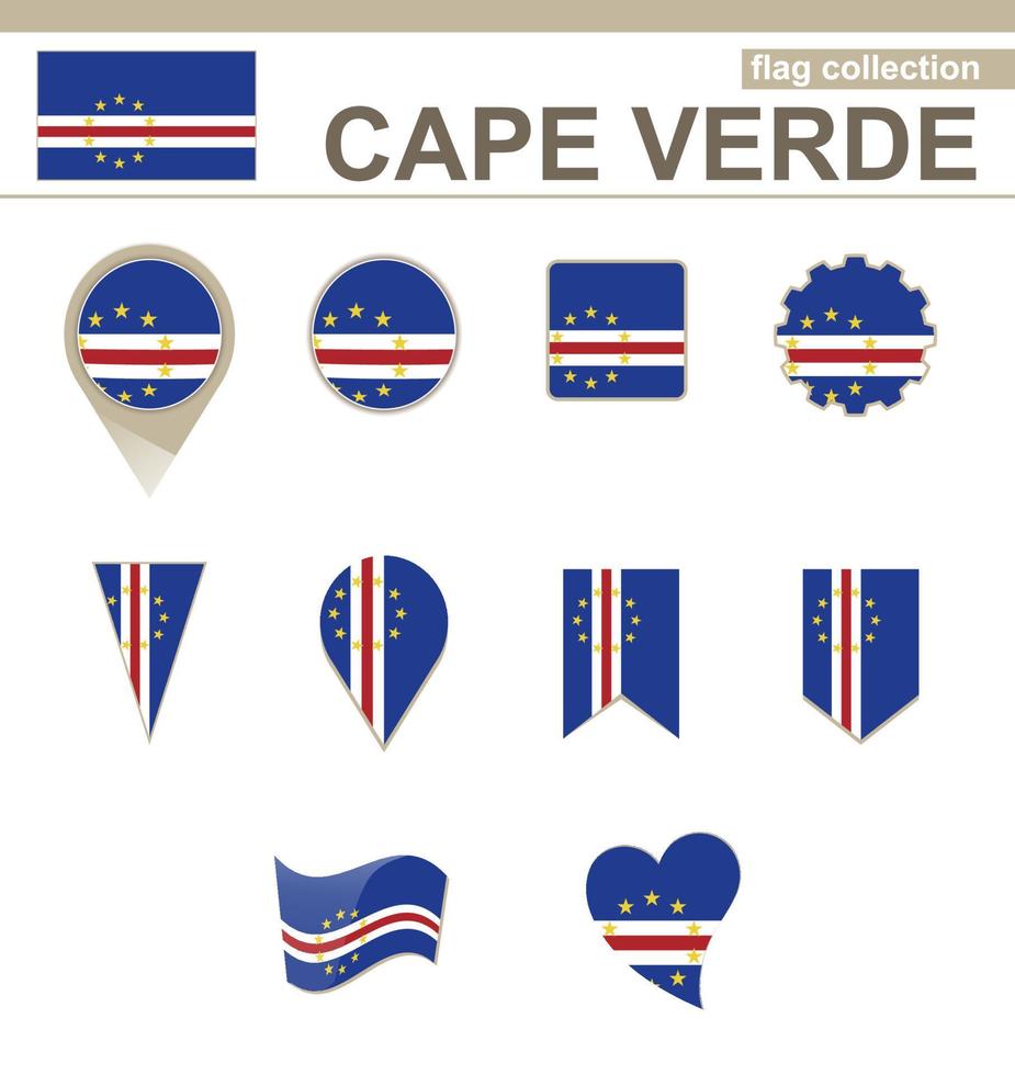 Sammlung der Flaggen von Kap Verde vektor