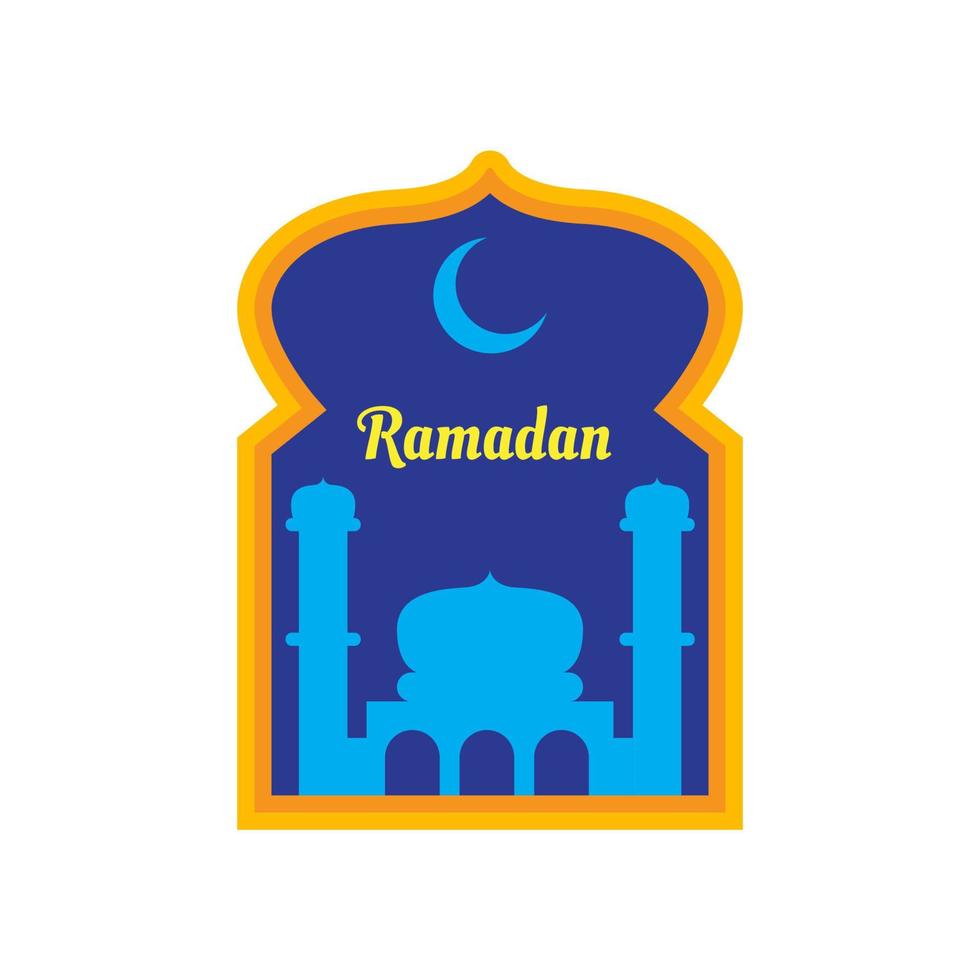 blaues und orangefarbenes moscheenillustrationsdesign für ramadan. vektor
