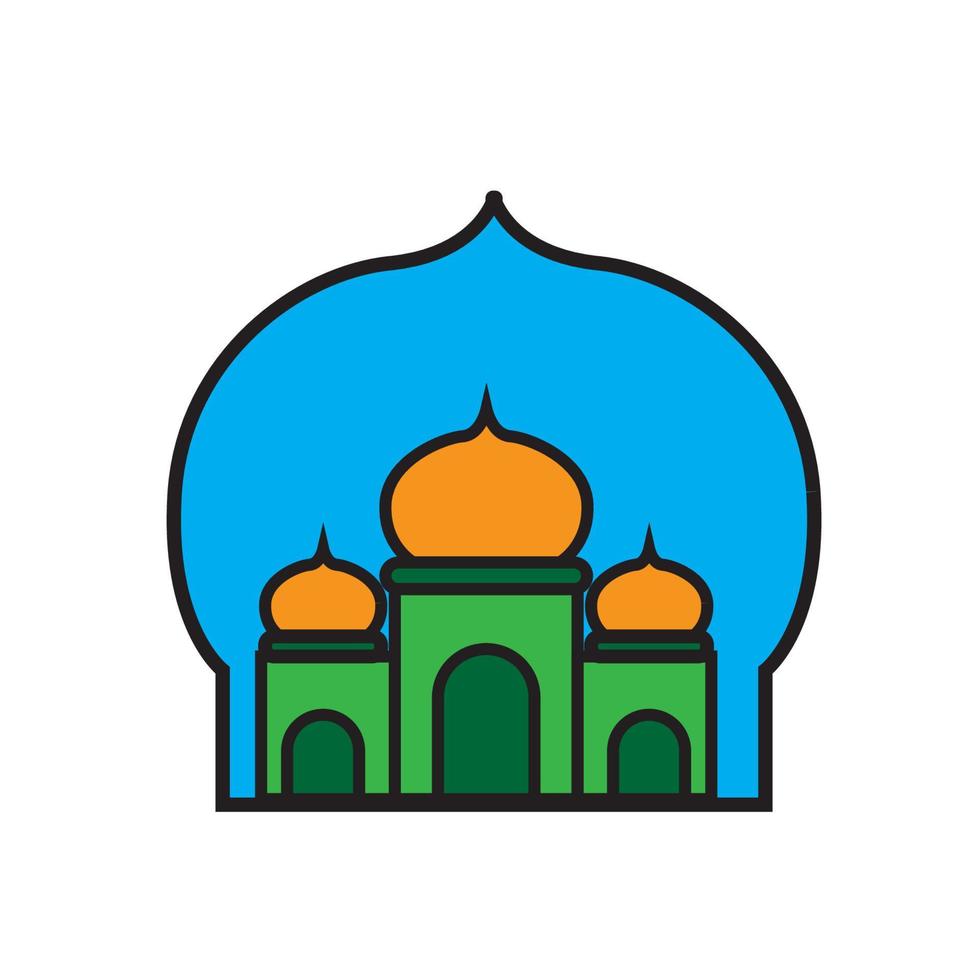 Moschee-Illustrationsdesign mit voller Farbe. vektor