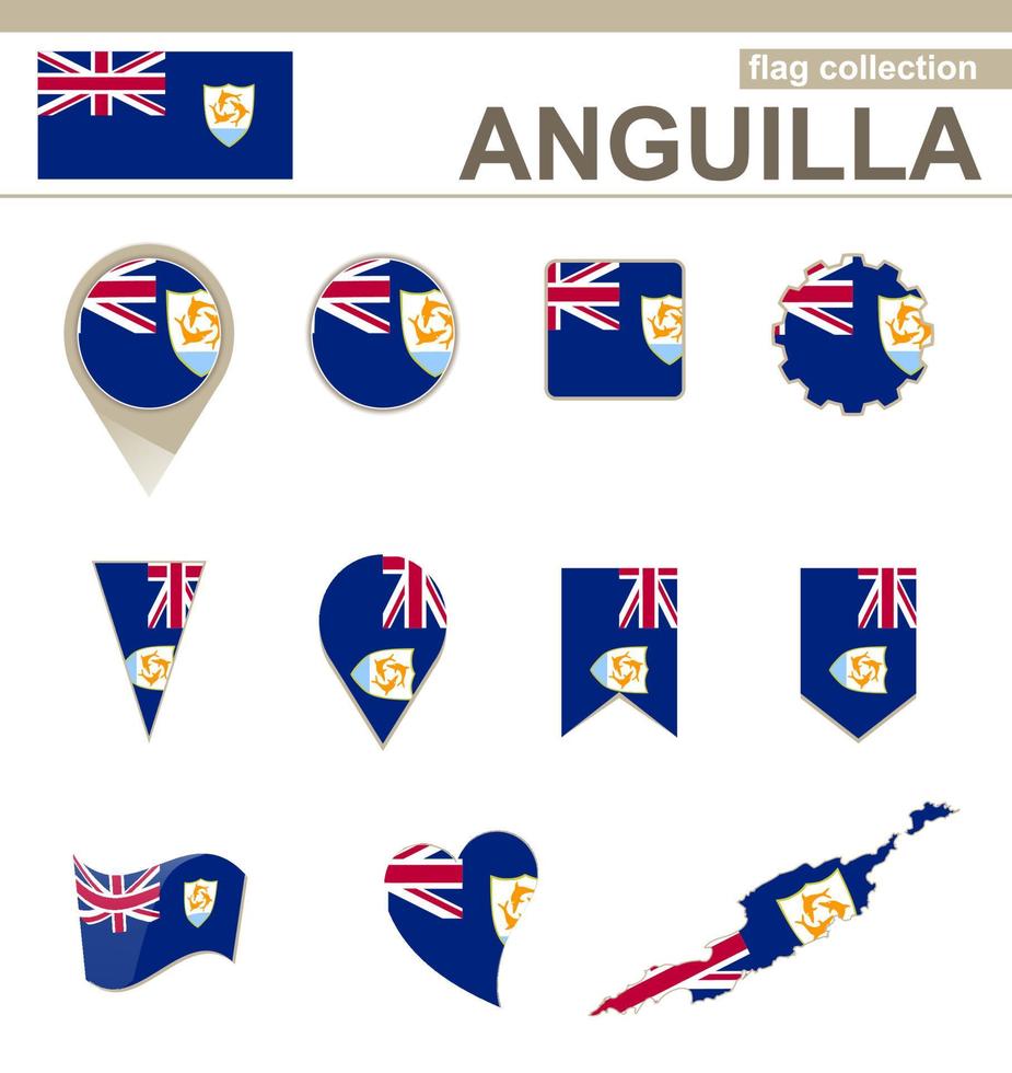 anguilla flagga samling vektor