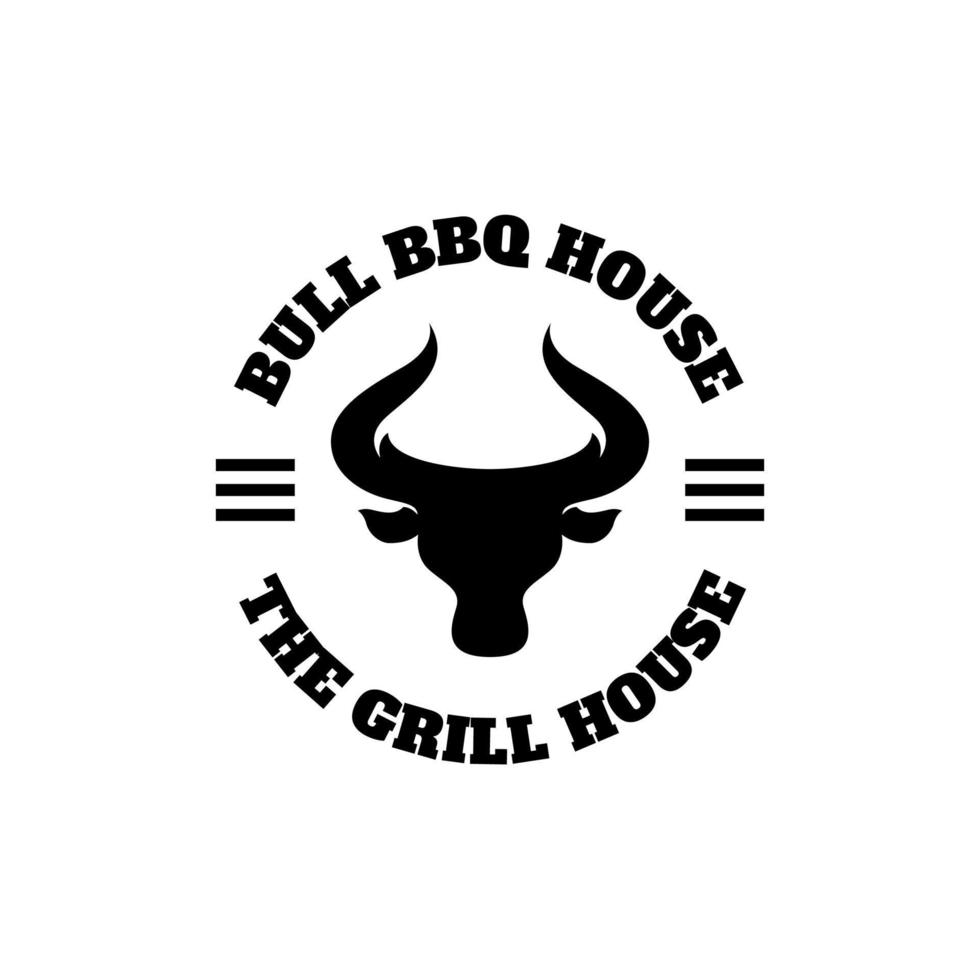 grilla logotyp. slakteriets logotyp. bull head logotyp. grillhusets logotyp vektor