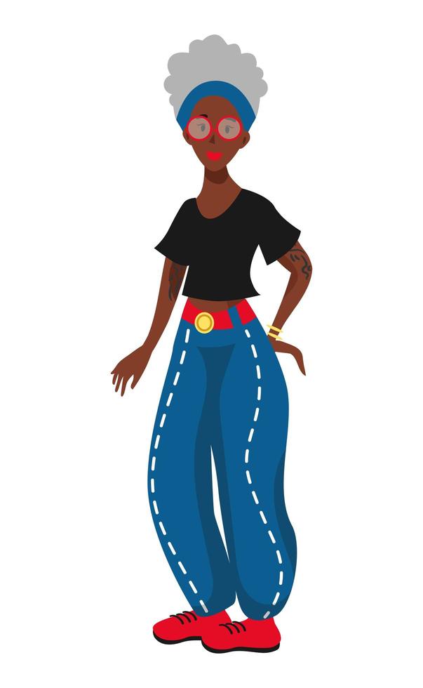 svart kvinna i snygga moderna kläder - vektor