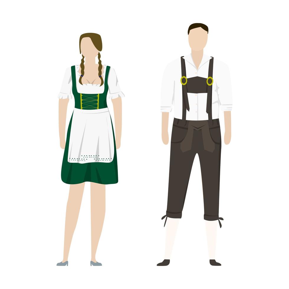 flicka och man i tyska nationaldag kostymer - vektor