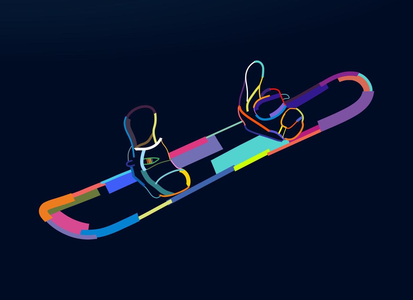 abstraktes Snowboard mit Bindungen aus bunten Farben. farbige Zeichnung. Vektor-Illustration von Farben vektor