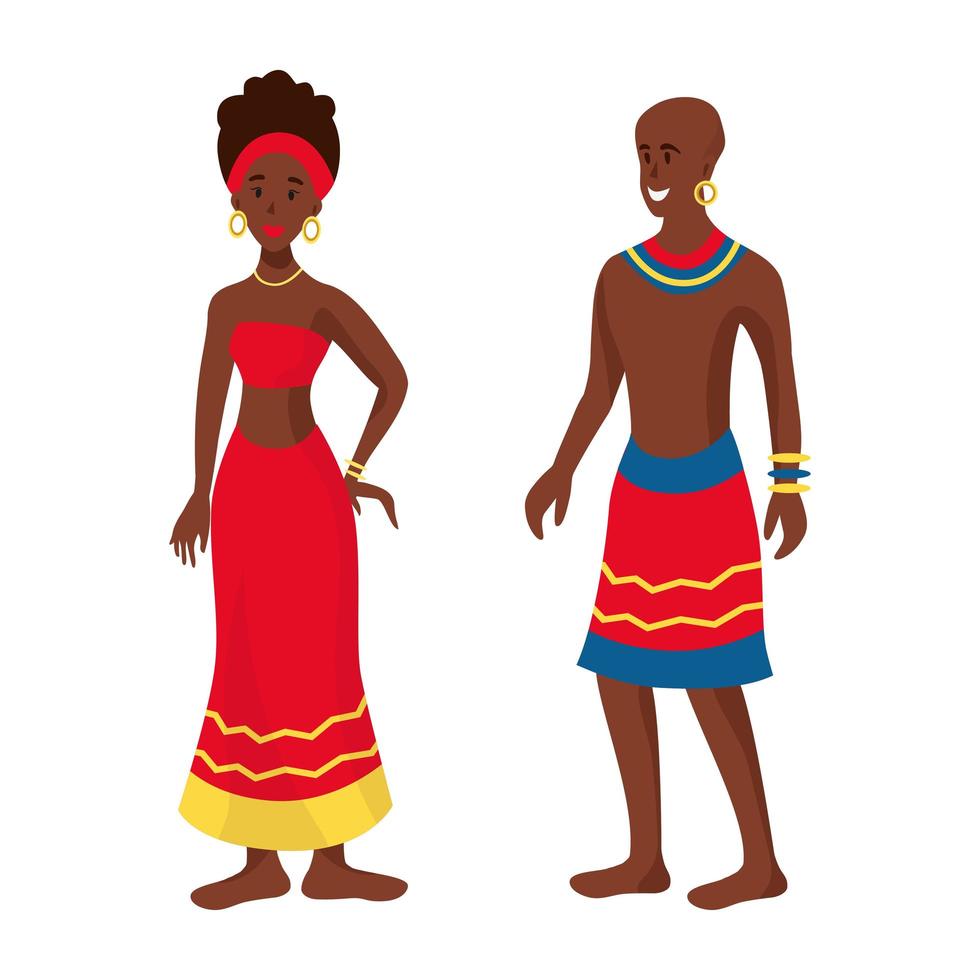 svart man och kvinna i nationella kläder - vektor