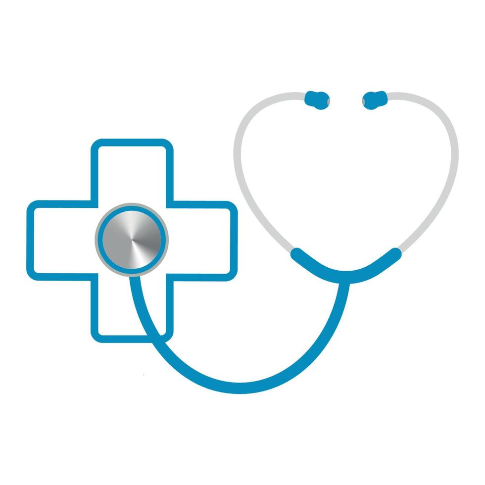 sjukvårdens logotyp. stetoskop med ett medicinskt kors. vektor