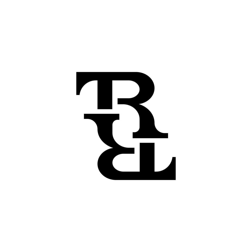 künstlerischer buchstabe t und r anfängliche ambigramm-logo-entwurfsvorlage vektor