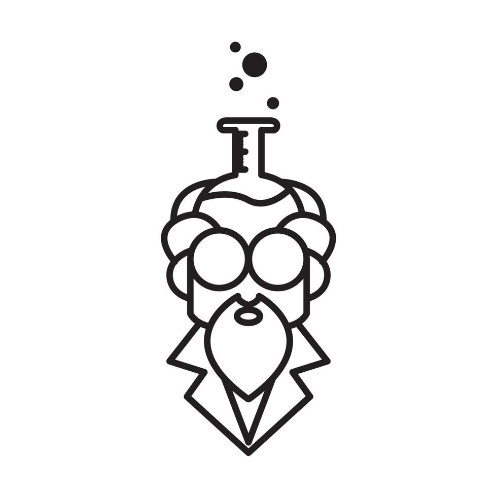 Alter Mann Linien Labor Wissenschaft Logo Symbol Vektor Icon Illustration Grafikdesign