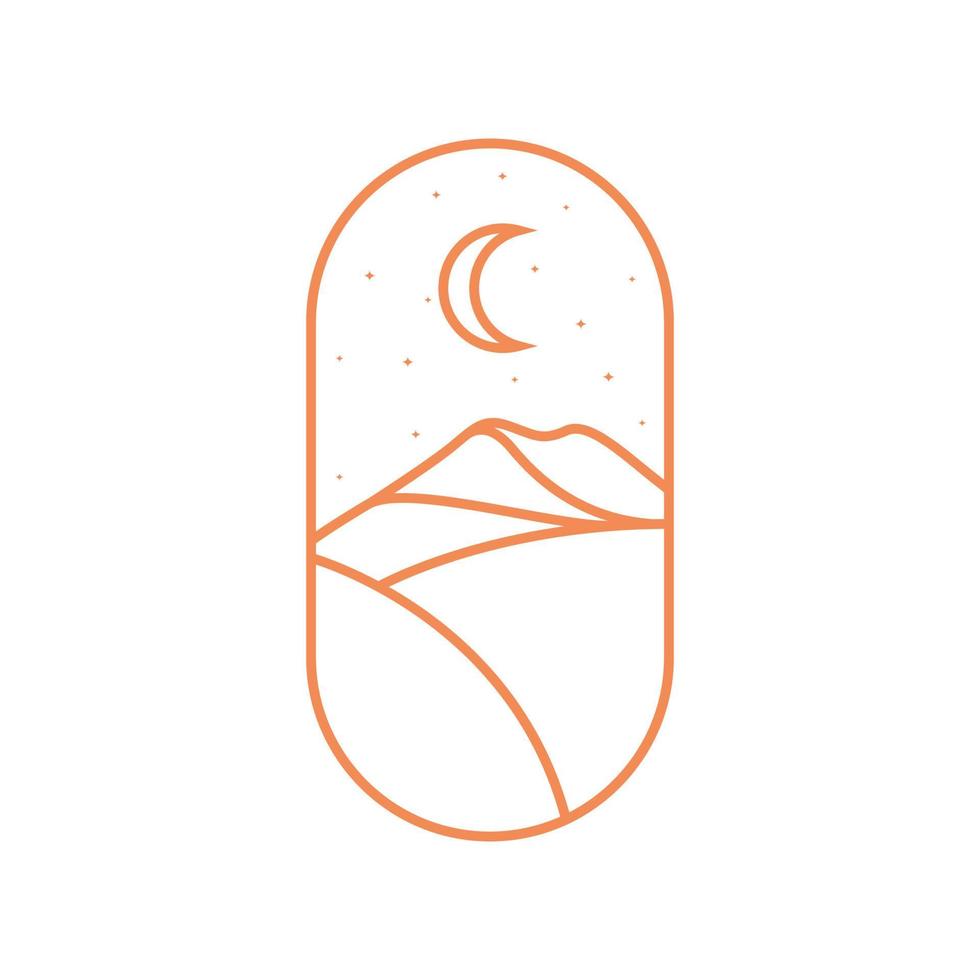 Hipster-Gebirgswüste mit halbmondförmigem Logo-Design, Vektorgrafik-Symbol-Icon-Illustration kreative Idee vektor