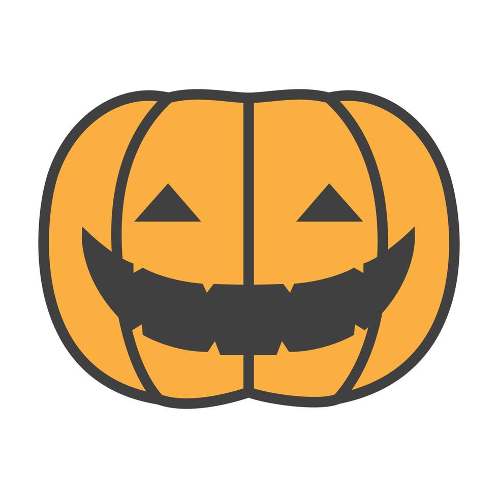 pumpa tecknad leende halloween logotyp symbol vektor ikon illustration grafisk design