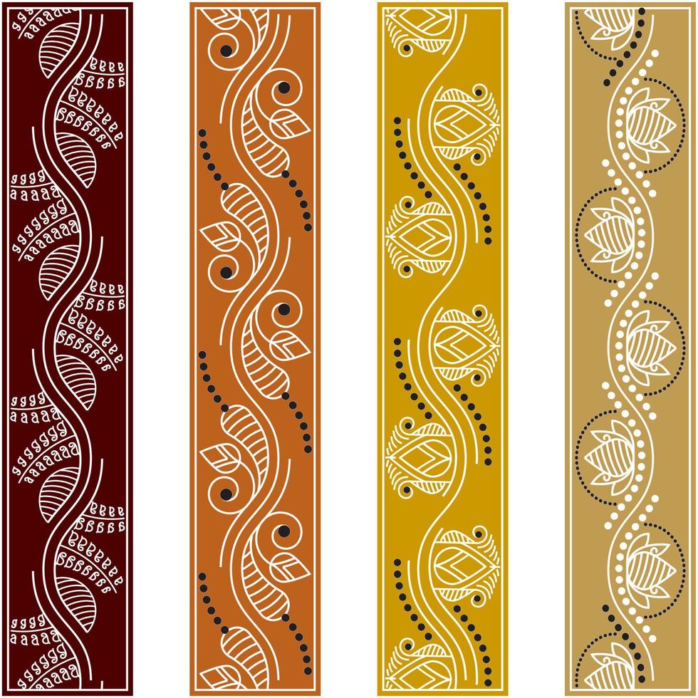 buntes Kalamkari-Vektorranddesign. indische traditionelle illustration für textilbranding vektor