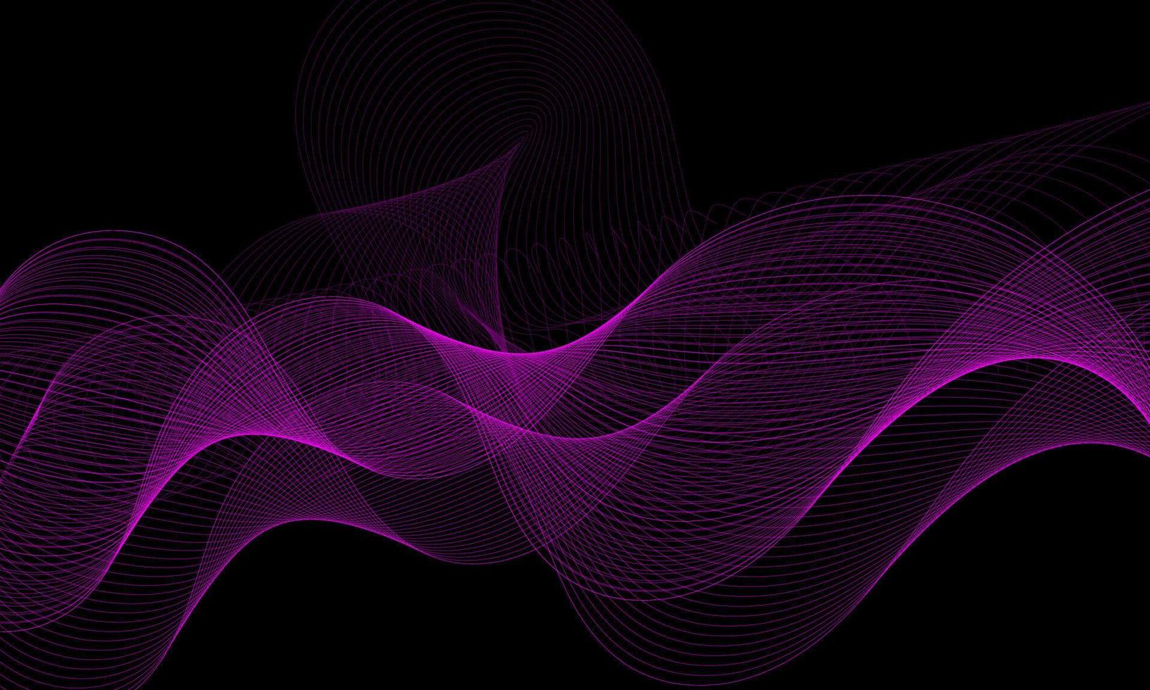 abstrakte wellenlinien dynamisch fließendes lila licht isoliert auf schwarzem hintergrund. vektorillustrations-designkonzept von musik, party, technologie, modern. vektor