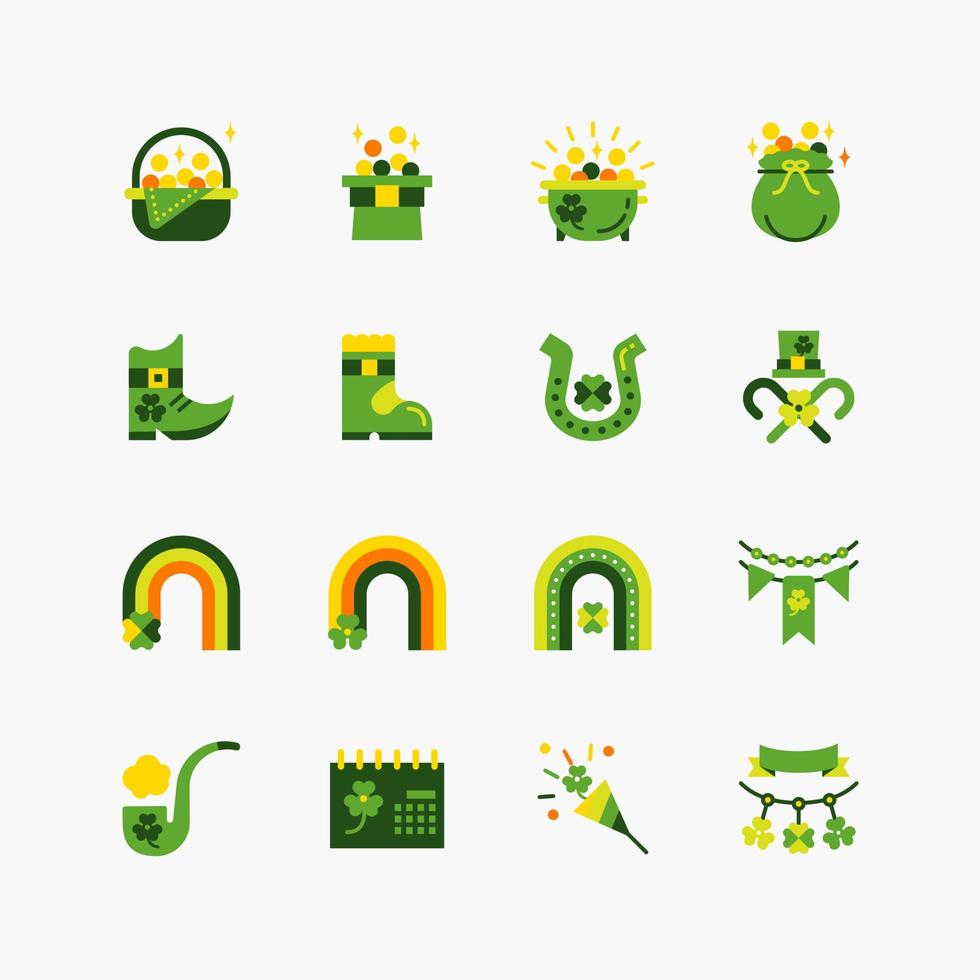 Bündel von Saint Patricks Day Flat Line Icons Sammlung. einfacher Designvektor vektor