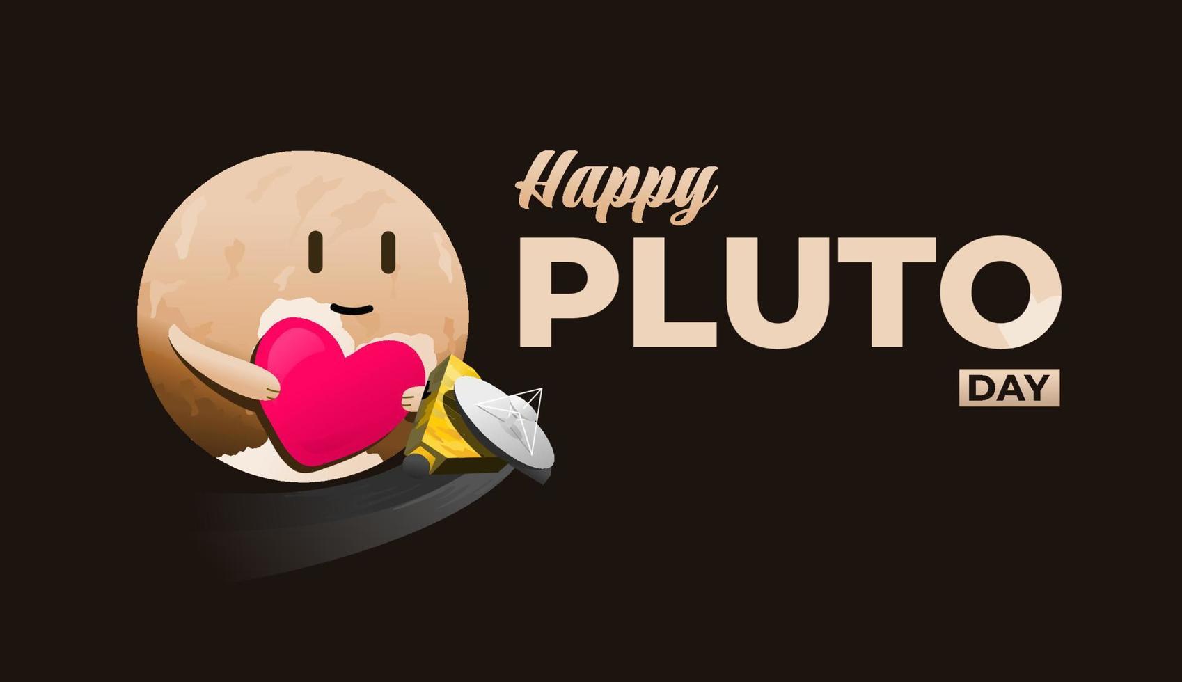 glücklicher Pluto-Tag mit niedlicher Pluto-Vektorillustration für Banner-Poster oder Astronomie-Wissenschaftsbildungs-Feed von Pluto-Entdeckung und -Erkundung vektor