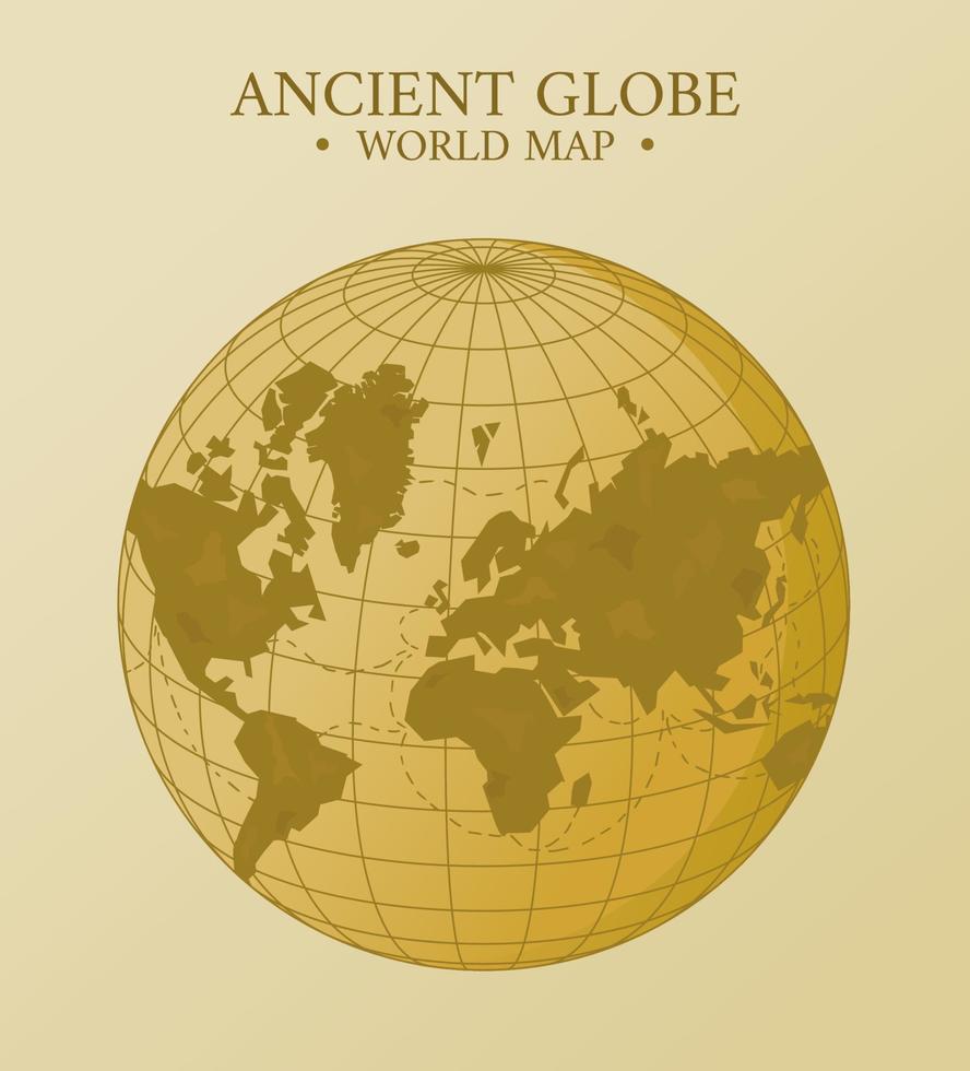 antika världskarta globe vektor med äventyrsväg och vintage brun stil som 3d illustration ikon för historia vetenskap utbildning
