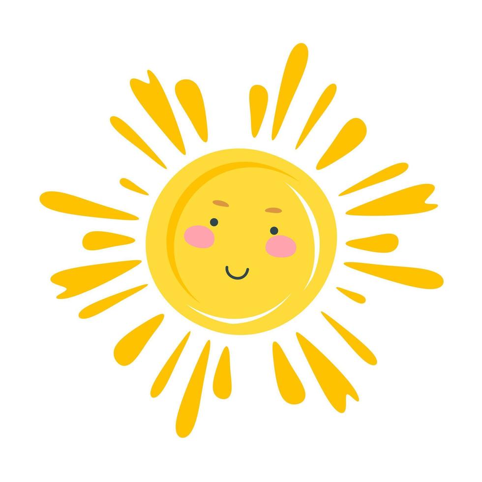 en glad leende sol. begreppet sommar. vektorillustration i platt stil isolerad på en vit bakgrund vektor