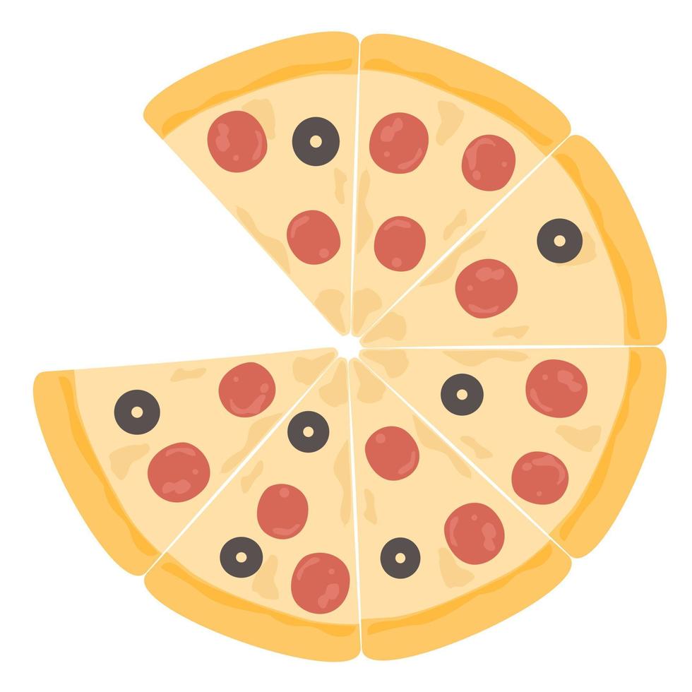 utsökt färsk salami pizza. vektor