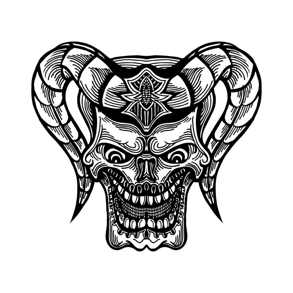 handritad demon ansikte tatuering design vektor