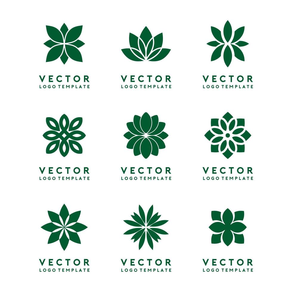 grön blomma logotyp mall vektor set