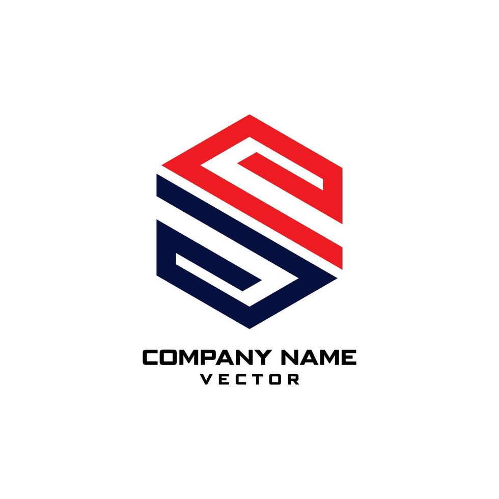 Logo-Design mit sechseckigen Strichzeichnungen vektor