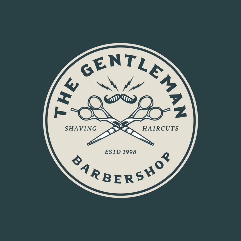 handritad vintage barbershop logotyp märke vektor