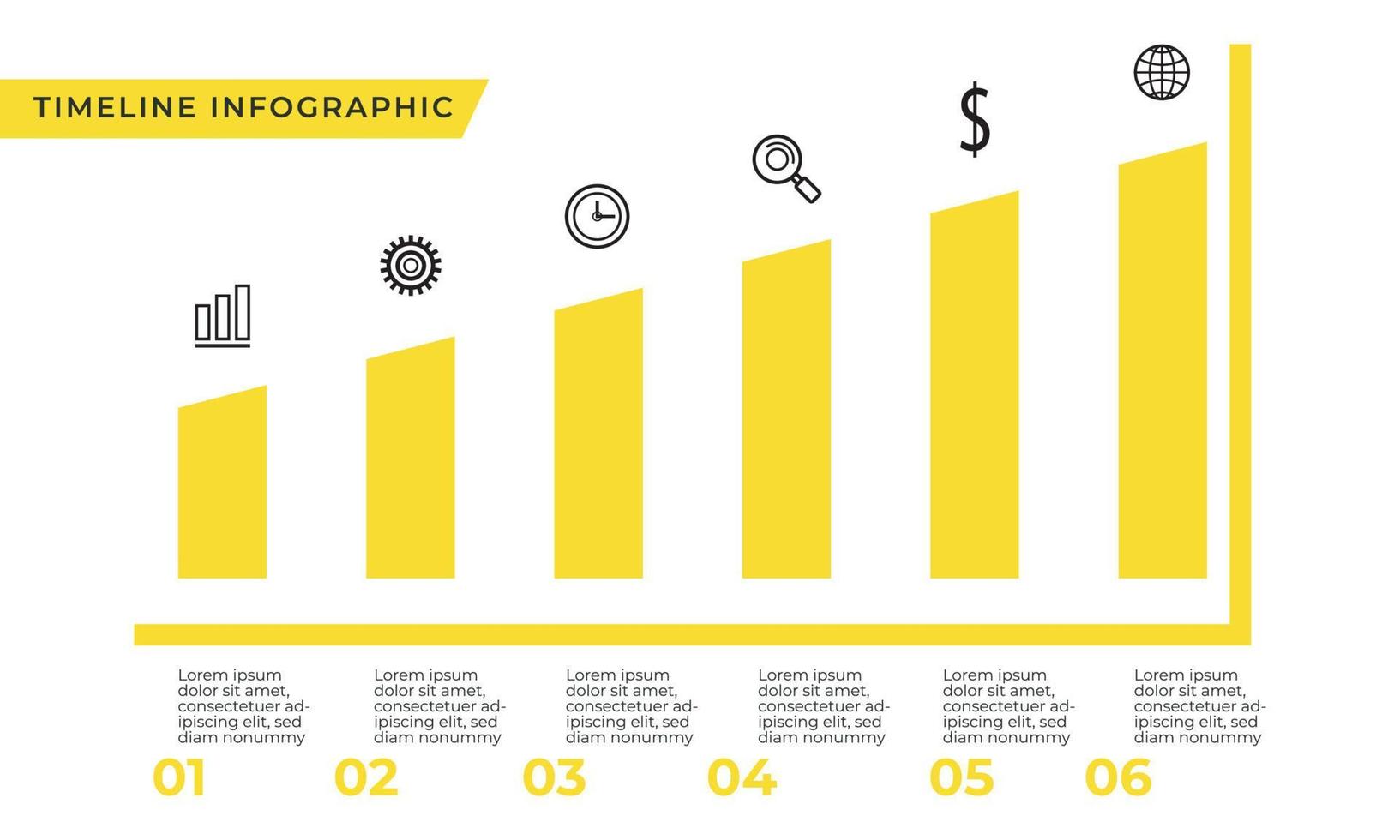 gula trappor 6 steg infographic mall vektor