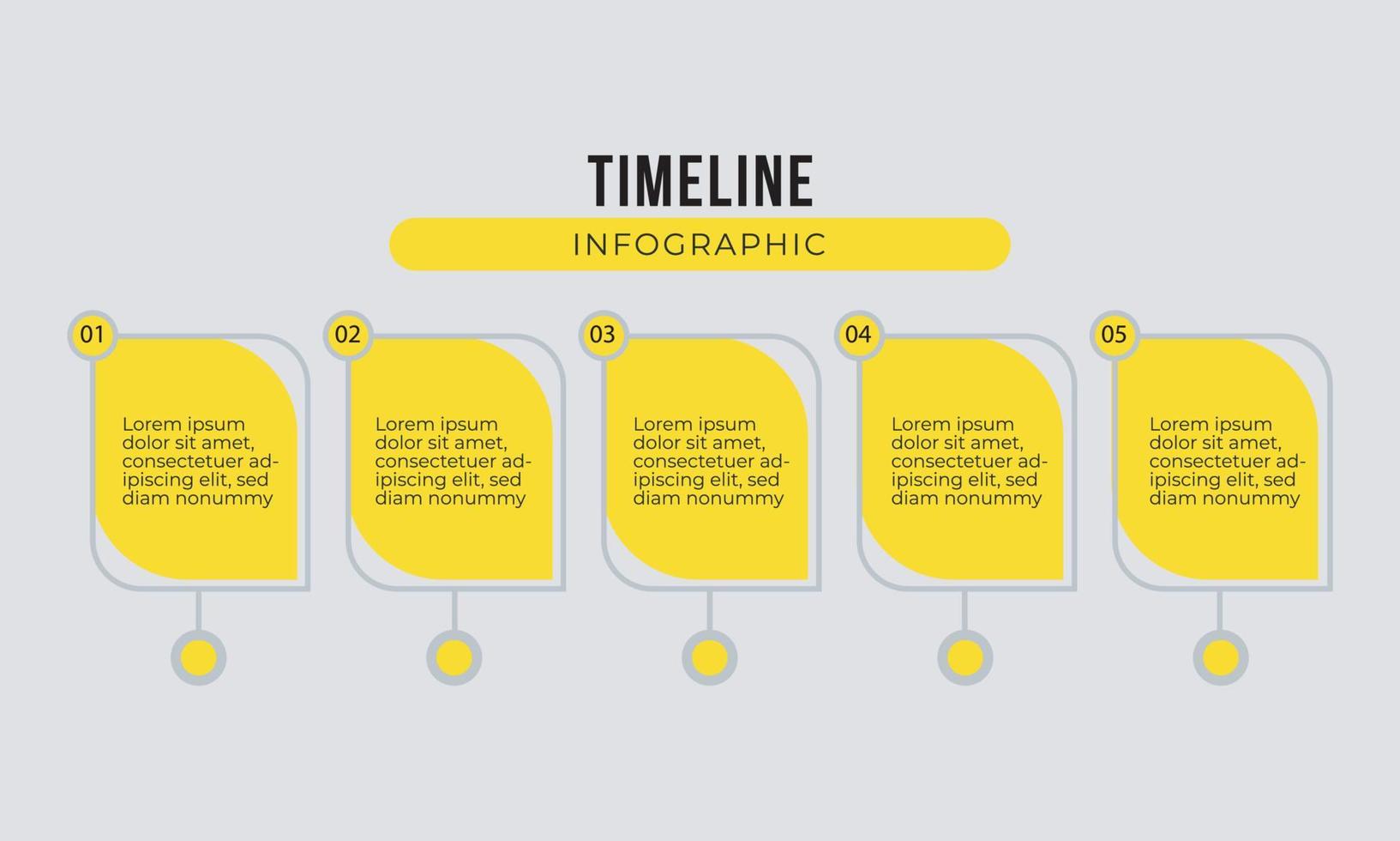 Gelbe Diamantbox 5-Schritt-Infografik-Vorlage vektor