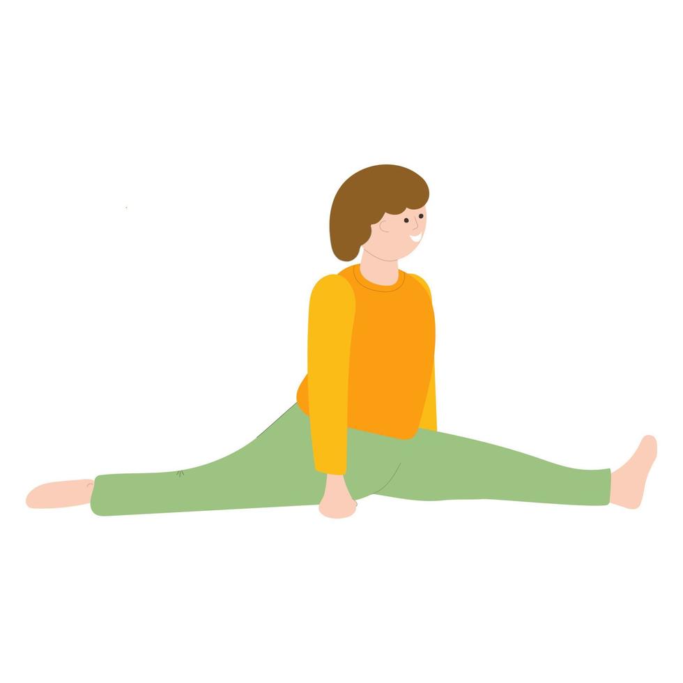 Das Mädchen praktiziert Yoga. Eine junge Frau führt Asanas durch. Vektorillustration auf weißem Hintergrund. für Print, Webdesign. Handzeichnung. vektor