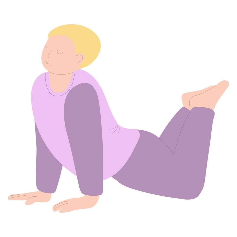 Eine junge Frau führt einen gesunden Lebensstil. Frau praktiziert Yoga. Vektorillustration auf weißem Hintergrund. für Print, Webdesign. Handzeichnung. vektor