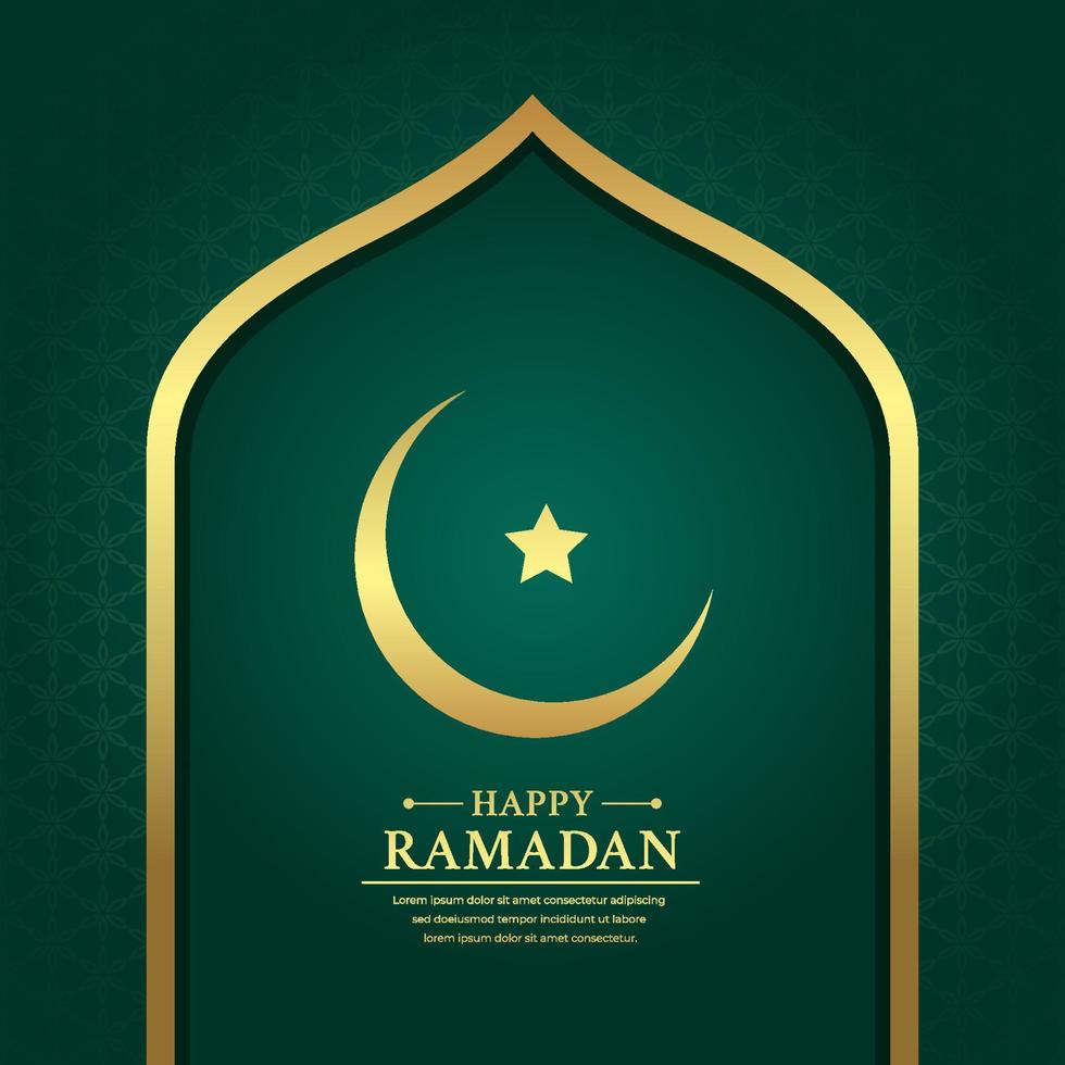 glückliche ramadan-grüße mit textillustrationshintergrundvektor vektor