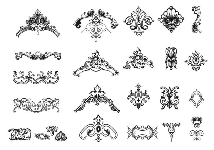 Handdragen Vintage Ornament Vector Pack